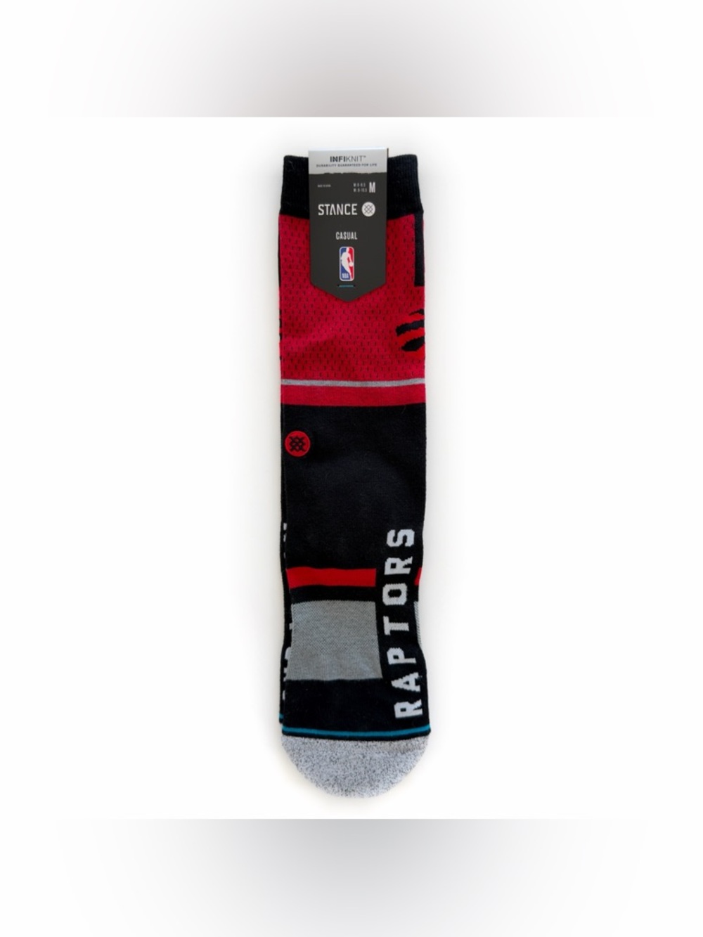 Stance Toronto Raptors Shortcut Crew Socks Medium Mens Womens NBA Red Black